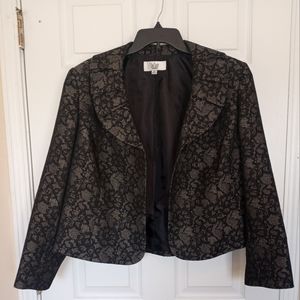 Le Suit Black and Silver Jacket with Slit in Sleeve Size 18W